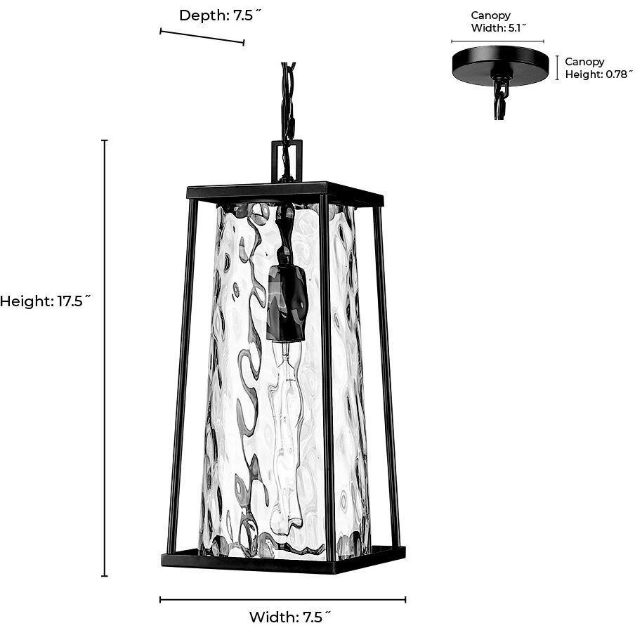 Dutton 1 Light 7.5 inch Powder Coated Black Outdoor Hanging Lantern